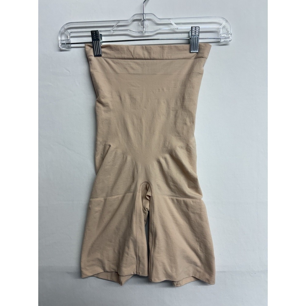 Spanx Shapewear Bodysuit Womens M Nude High Waist Thigh Slimmer Open Gusset